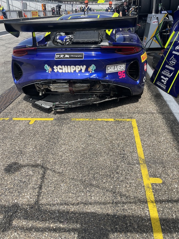 Ouch! - End of race 2 after being re-ended by a wayward Porsche while running in 19th place